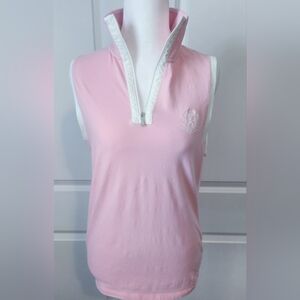 Women's Sleeveless Ralph Lauren Active Pink & White shirt Size L